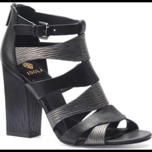 Isola Shoes - Isola Stacked Caged Leather Gladiator Heel